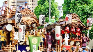 熊谷うちわ祭2018 巡行祭 東京ガス前 叩き合い再開