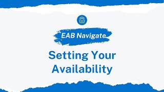 Navigate Tutorial: Setting Availability
