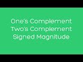 One's Complement, Two's Complement, and Signed Magnitude