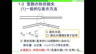 20 水理学Ⅱ 04b 3 管路の種々の損失 説明動画