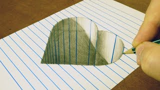 Drawing 3D Hole Heart - How to Draw 3D Hole - VamosART Drawing Trick