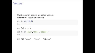 R Tutorial - Vectors, Lists, Matrices