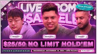 Wesley, Mariano, Henry \u0026 Adi Play $25/50 No Limit Hold'em - Commentary by David Tuchman