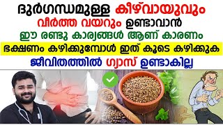 ദുർഗന്ധമുള്ള കീഴ്വായുവും വീർത്ത വയറും ഉണ്ടാവാൻ കാരണം ഇതാണ്.ഭക്ഷണം കഴിക്കുമ്പോൾ ഇതും കൂടെ കഴിക്കൂ..