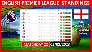 EPL TABLE STANDINGS TODAY 22/23 | PREMIER LEAGUE TABLE STANDINGS TODAY | (05/02/2023)