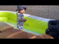 【おいもと坊っちゃんの日常 35☀️】　はじめてのプール遊び👶🏻💦🐕