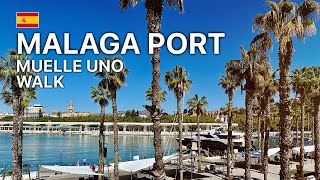 🇪🇸 Walking along Málaga Port - Muelle Uno Marina | April 2023 (4K 60fps)