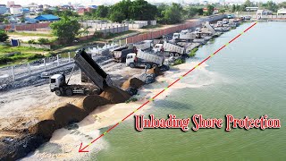 EP102.Amazing Of Dump Trucks Process​ Transport Adding More Rocks To Protect The Shore Road 20m