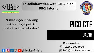 PicoCtf | JAuth|CTF challenges | web application pen testing| Hacker4Help