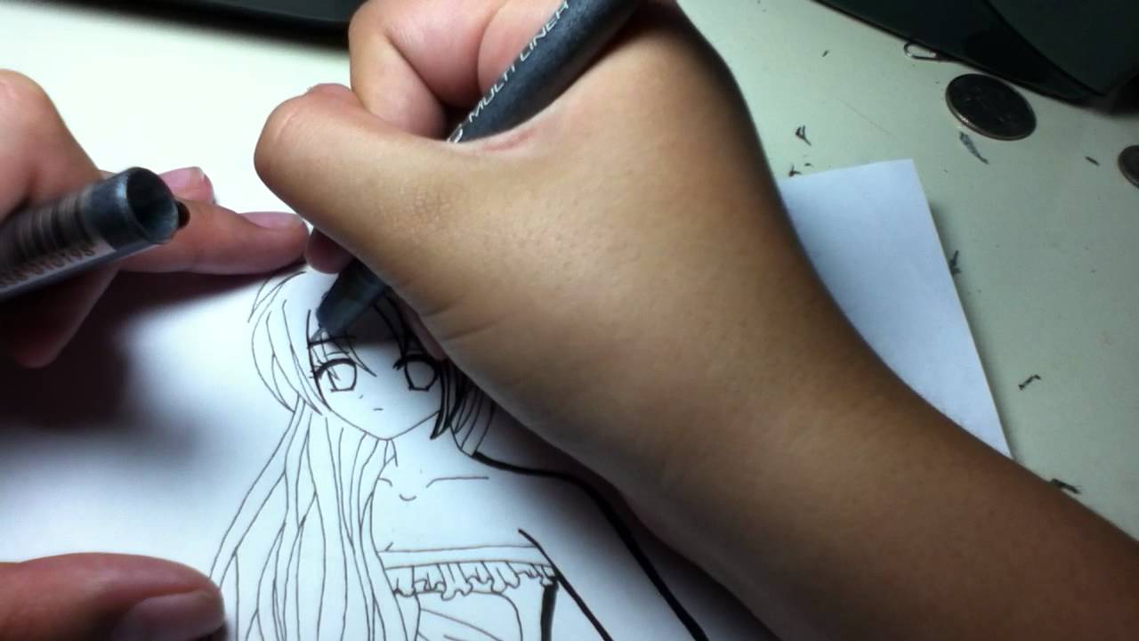 How To Ink Manga Youtube