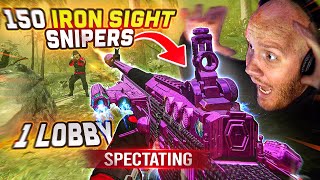 150 IRON SIGHT SNIPERS IN 1 LOBBY.... (SPECTATING SOLOS)