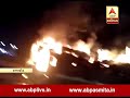 fire erupt truck in shapar rajkot