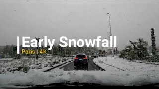 Driving to Paris | With a lot snow | November 2024 | 4K