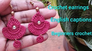 Crochet earrings, Easy to make crochet jewelry, Thread jewelry, Beginners crochet,