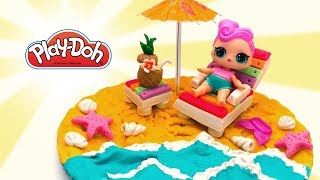 ✅ Lol Dolls Beach Party. Play Doh Crafts. How to Make Stuff for Dolls Vacation
