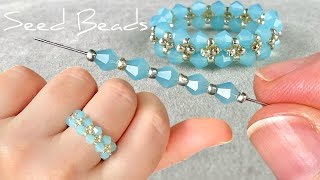 WOW! A Stunning Beaded Ring Tutorial with Crystals! Beads Jewelry Making for Beginners
