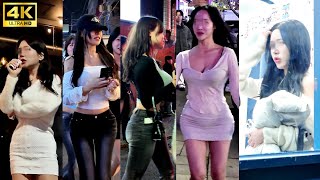 [4k] A lot of beautiful women come to Apgujeong Rodeo Street in Gangnam late at night.