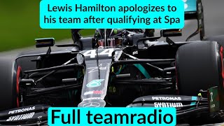 Lewis Hamilton apologizes to his team after qualifying P3 at Spa!
