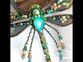 Handmade beaded crystal insect brooch