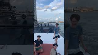 Millionaire teenager enjoying on yacht