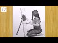 How to Draw a Painting Girl Drawing | A Girl Draw a Acrylic painting For Beginners | Crazy Sketcher