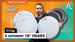 5 DIFFERENT @remopercussion HEADS ON A 18'' KICK DRUM