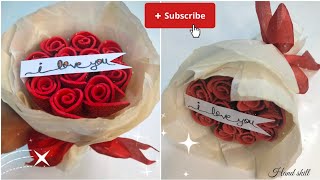 Valentine gift/Diy flower bouquet /easy flower bouquet tutorial/flower bouquet making with paper