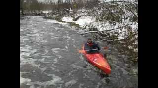 Kayak Acadia - riding down the sluice on river `Maza Jugla`, LV