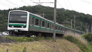 【水戸以北の主力】E501系K702編成（527M いわき行き）泉～湯本間の島踏切を通過