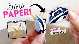 DIY Mini IRON & IRONING BOARD | How to make a MINIATURE ironing set for BARBIE dollhouse