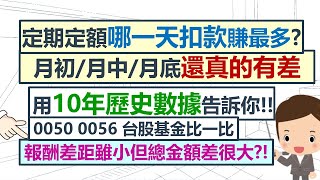 定期定額哪一天扣款賺最多？用10年歷史統計數據告訴你，月初/月中/月底扣，還真的有差！台股基金不同天扣款日報酬高低落差竟然快5%？！~CC中文字幕