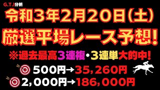 【２月２０日（土）平場予想】独自の理論で選んだ平場厳選レース予想を大公開！オッズは一切気にせず、データに当てはまった穴馬も狙っています！目指せプロ馬券師！