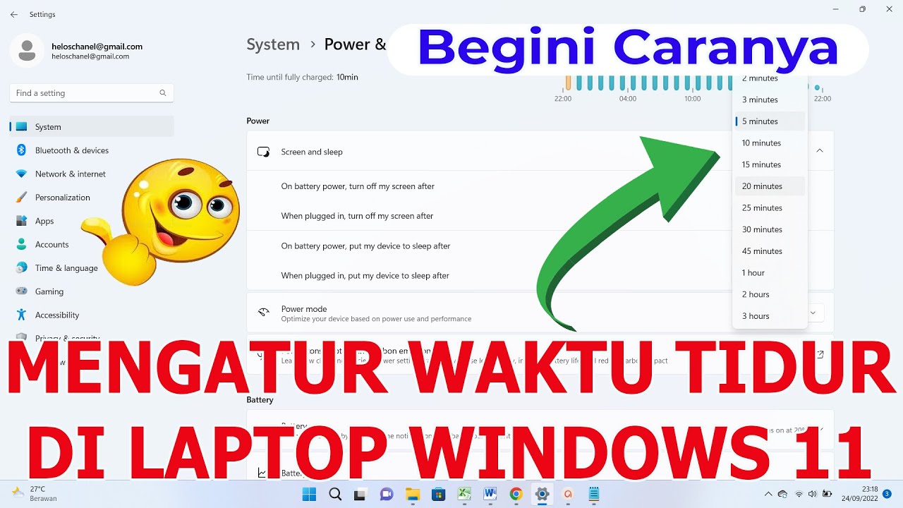 Cara Mengatur Batas Waktu Tidur Laptop Windows 11 - YouTube