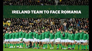#IREvROM: Ireland team to face Romania in Rugby World Cup opener