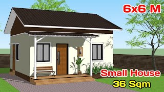 (6x6 Meters) Small House Design Ideas With 2 BEDROOM | 36 square meters