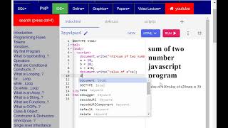 how make a javascript program to find sum of two number using user input?