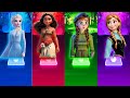 Elsa Let It Go vs Into the Unknown vs Moana How Far I'll Go vs Build a Snowman Frozen Tileshop EDM.