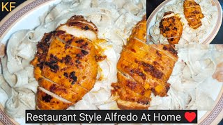Restaurant Style Fettuccine Alfredo Pasta 🍝♥️ | Easy Dinner 🍽️ | @kinzafood36