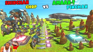 SHINCHAN and CHOP TEAM vs PINCHAN and AMAAN TEAM in Animal Revolt Battle Simulator | Animal Spawner