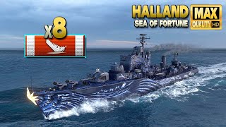 Destroyer Halland: 8 ships destroyed on map 