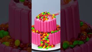 #shorts Skittles Pink Cake, Satisfying Video Top Cake #cake #satisfyingcake