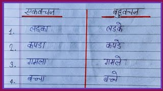 एकवचन बहुवचन | Ekavachan Bahuvachan | वचन बदलो | Vachan badlo | singular and plural in hindi......