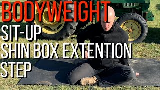 Bodyweight pullover sit-up - shin box - step to rock bottom hunter position