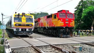 Diesel Beast WDG-4G Led Freight Train Crossing New 3-Phase Medha EMU at Railgate | India Railways