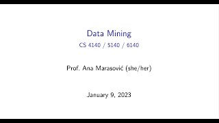 Data Mining (Spring 2023) - Class Overview