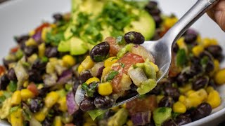 10 MINUTE Cilantro Lime Avocado Black Bean Salad | QUICK AND HEALTHY VEGAN LUNCH RECIPE