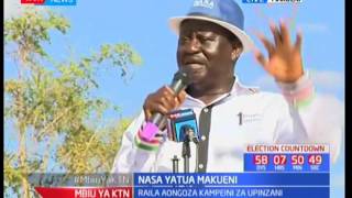 NASA flag bearer Raila Odinga reveals his manifesto while addressing a rally in Makueni