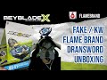 FAKE BEYBLADE X REVIEW & UNBOXING! DRANSWORD FLAMEBRAND!