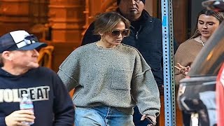 Jennifer Lopez Rocks Dirt Jeans and Mini Dress on Unstoppable Set