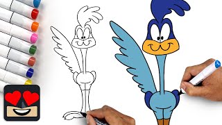 How To Draw Road Runner | Looney Tunes